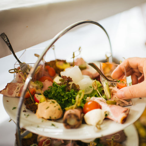 Rich lunch buffet, simply in a glass, 30 people